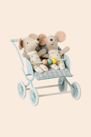 Maileg Stroller, Baby Mice - Mint