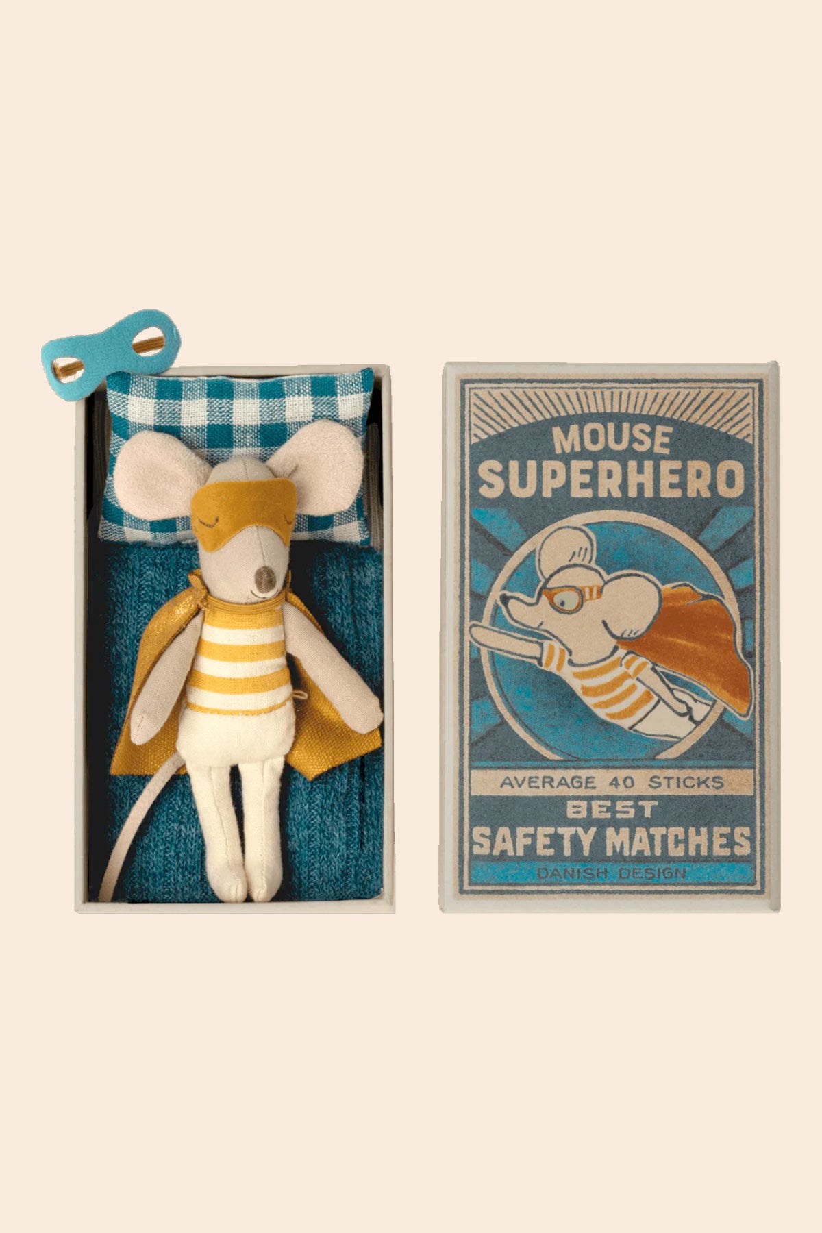 Maileg Super Hero Mouse, Little Brother in Match Box