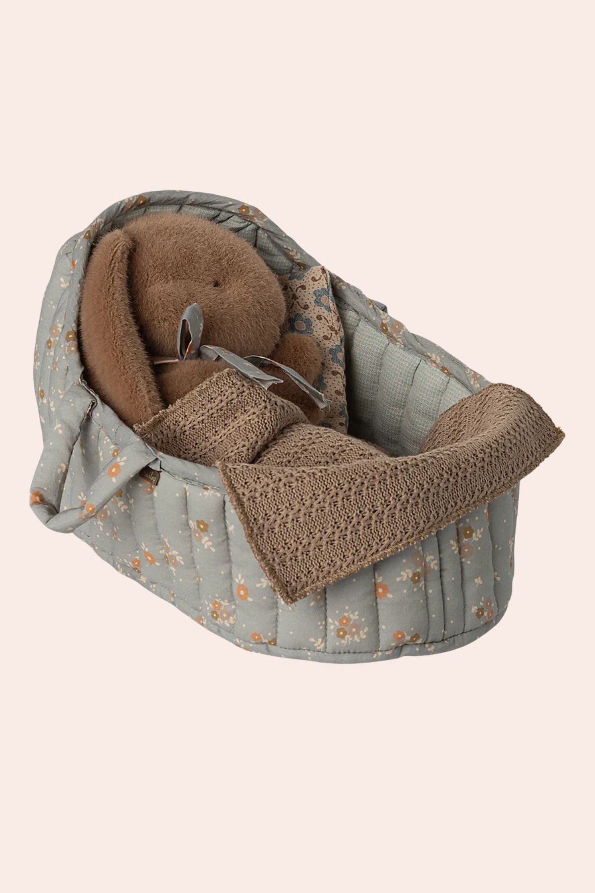 Maileg - Carry Cot Large - Blue - Strawberries & Cream 