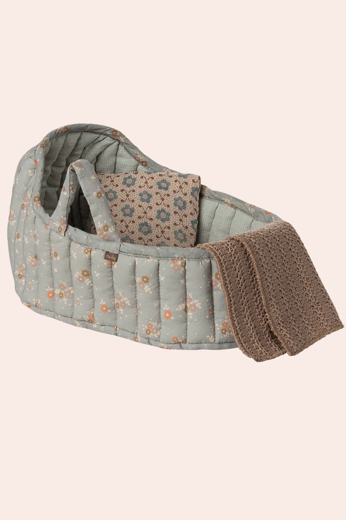 Maileg - Carry Cot Large - Blue - Strawberries & Cream 