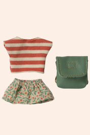 Maileg -  Clothes and Bag - Big Sister - Green - Strawberries & Cream - Ingrid Lewis - Designer