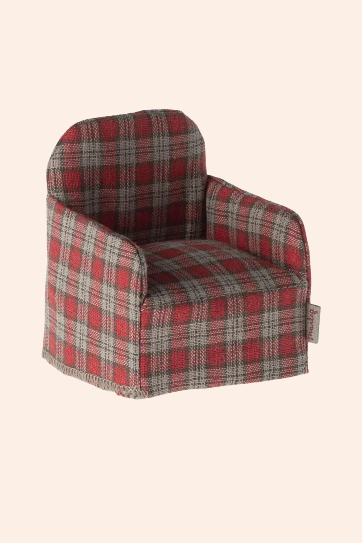 Maileg - Mouse - Chair - Red Checker - Strawberries & Cream 