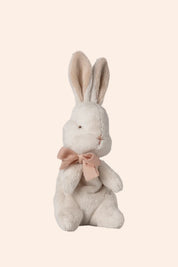 Maileg - My First Bunny - Powder - Strawberries & Cream - Ingrid Lewis - Designer
Maileg Stuffed rabbit toy with a pink bow on a light beige background