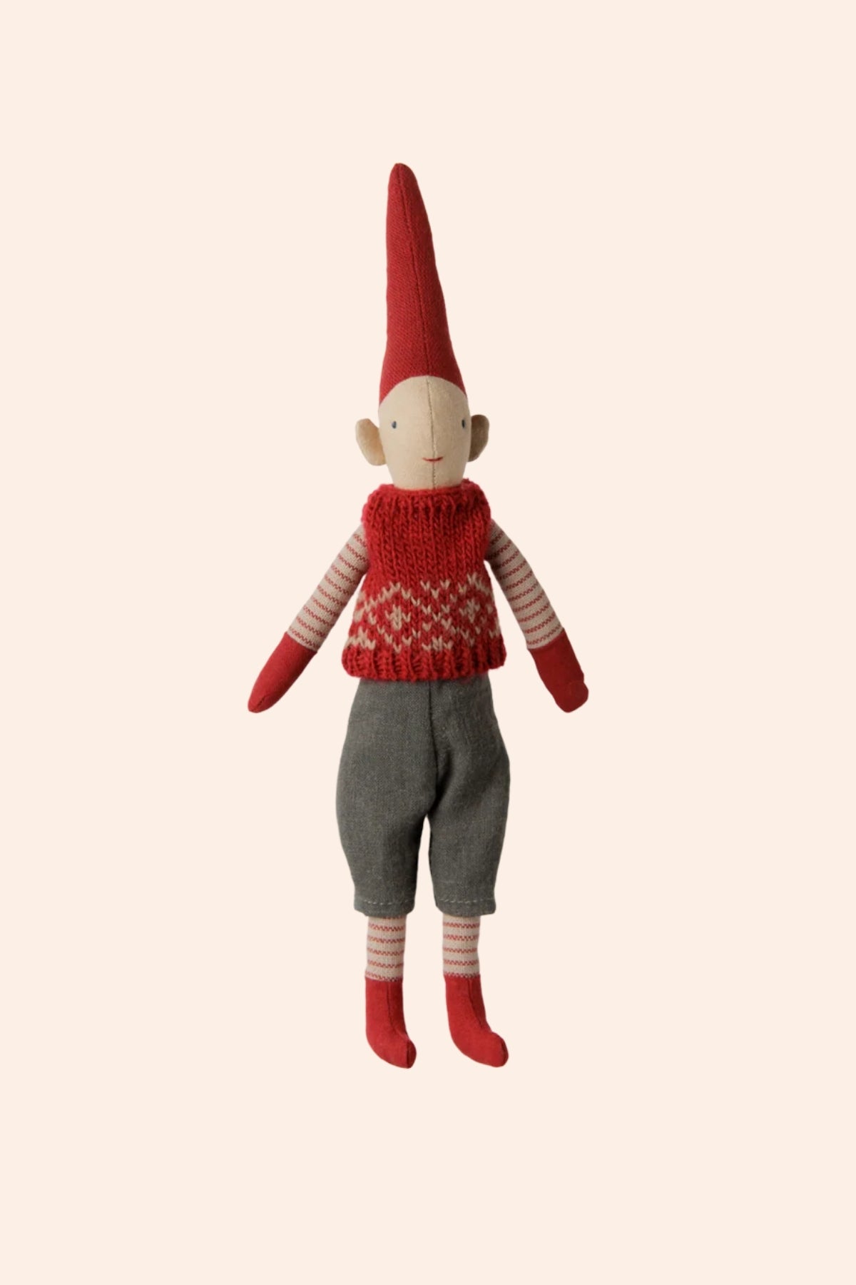 Maileg - Pixy Size 1 - Boy Red Knitted Vest - Strawberries & Cream - Ingrid Lewis - Designer