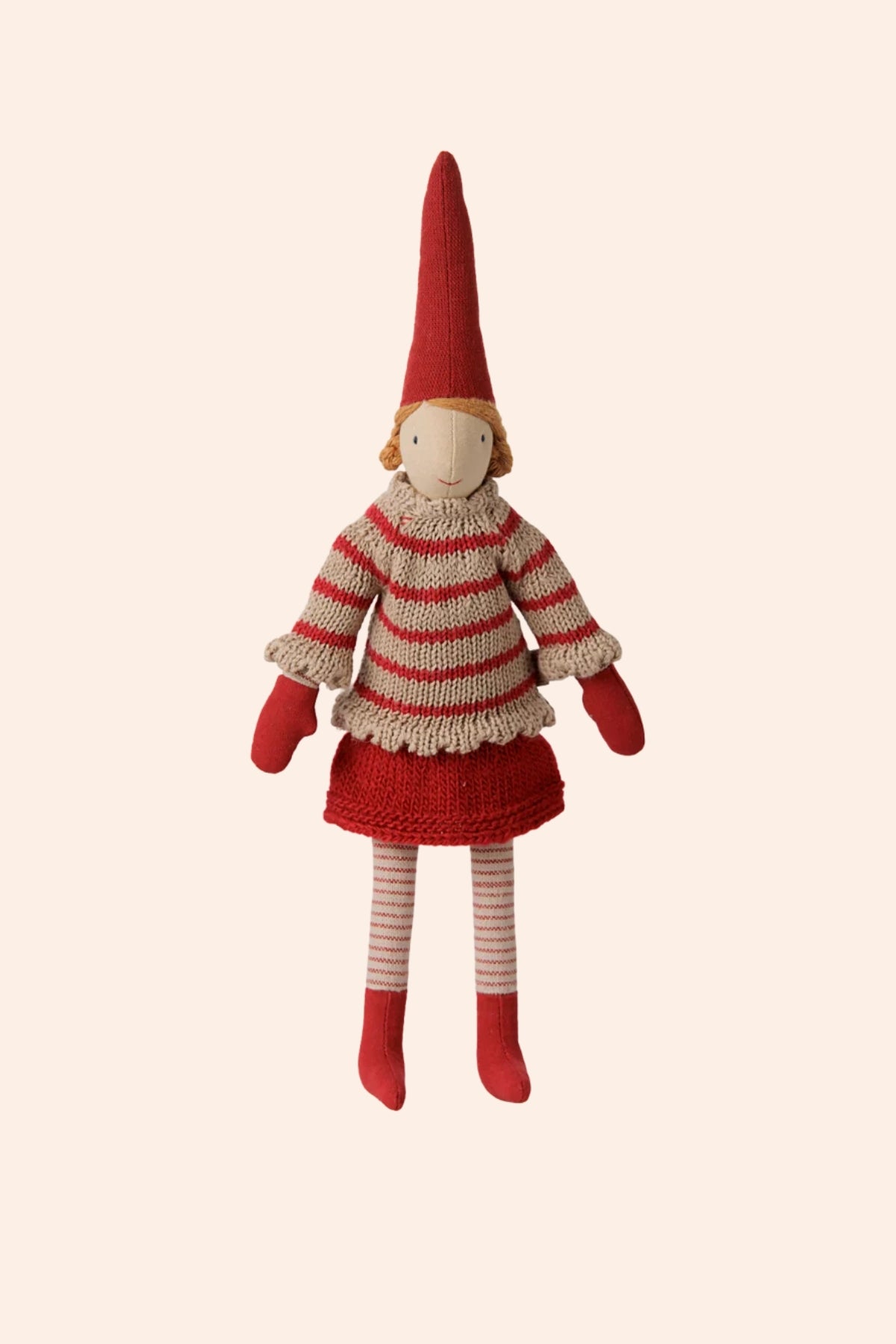Maileg - Pixy Size 2 - Girl Striped Knitted Sweater - Strawberries & Cream - Ingrid Lewis - Designer