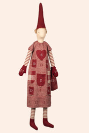 Maileg Pixy Calendar - Girl - Double Buns in Hair -  Strawberries & Cream - Ingrid Lewis - Designer
Decorative figure in a red dress with heart design.