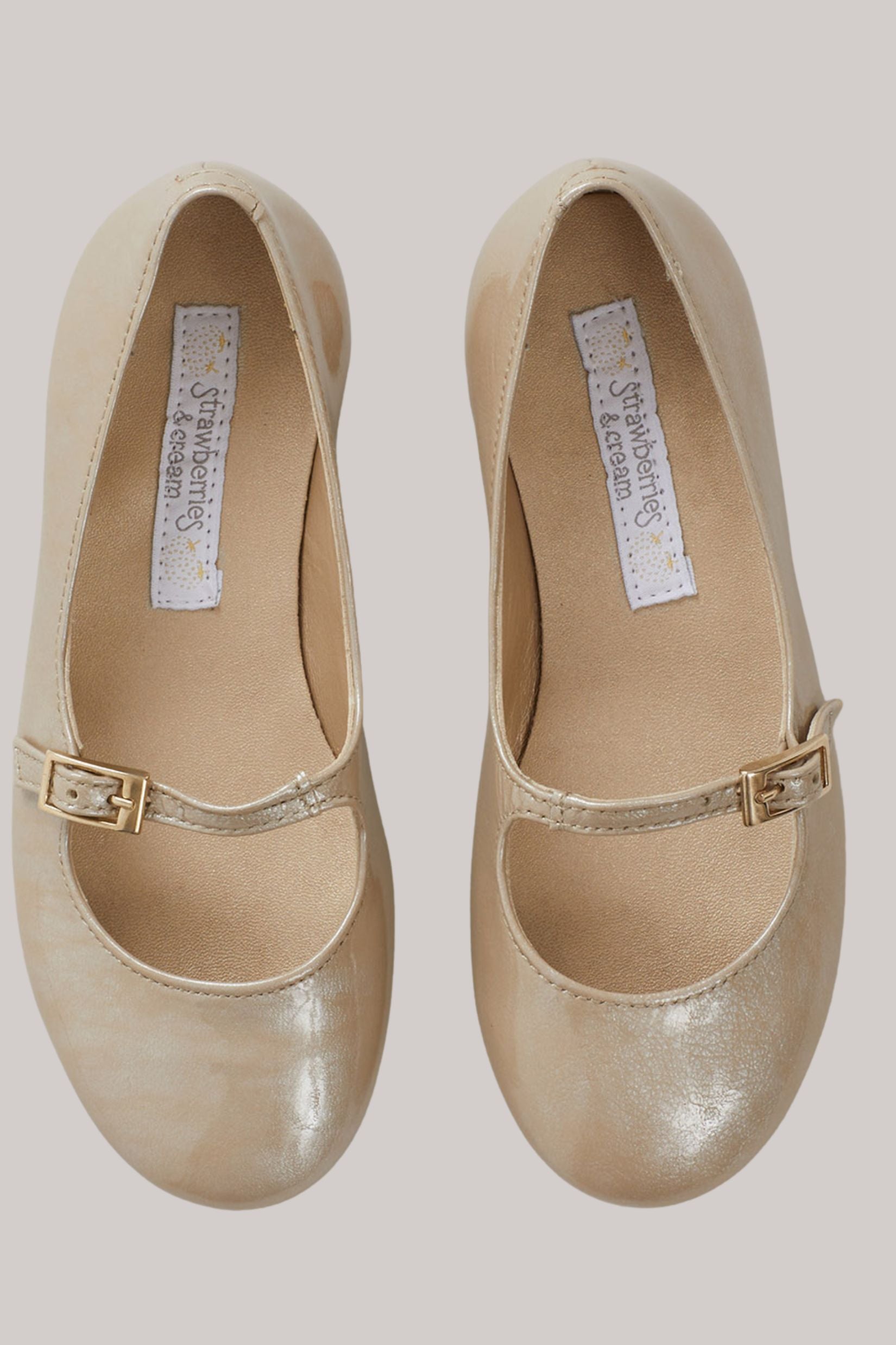 Mary Jane - Patent Leather Beige - Strawberries & Cream - Ingrid Lewis - Designer