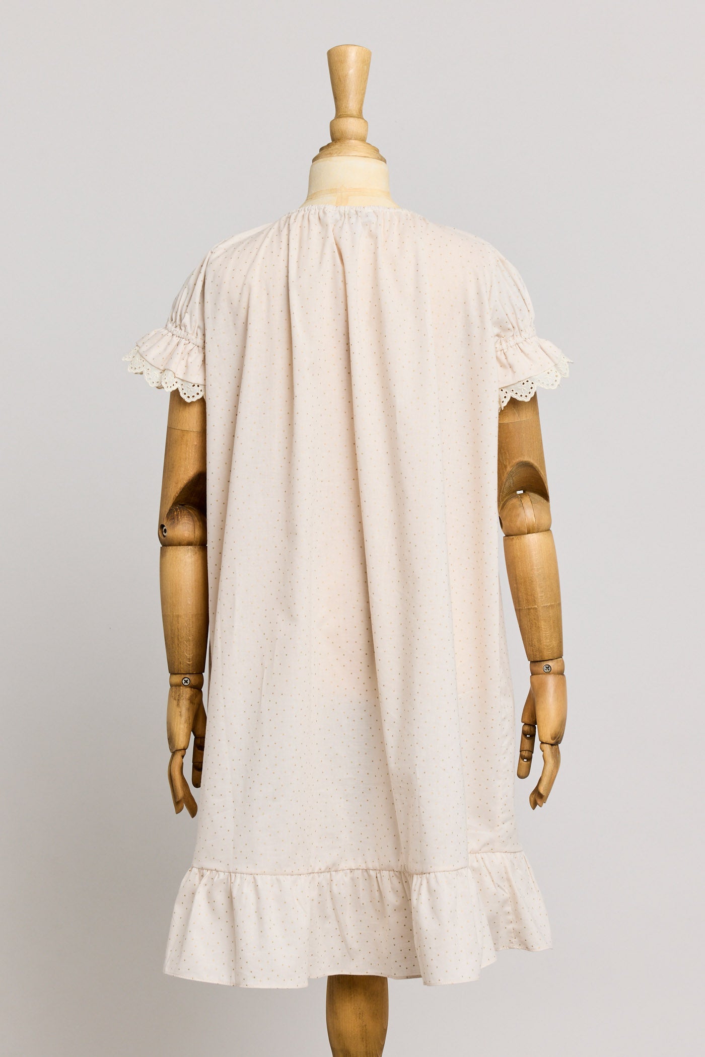 Moon Night Dress In Beige Gold Dots - Designed by Ingrid Lewis - Strawberries & Cream