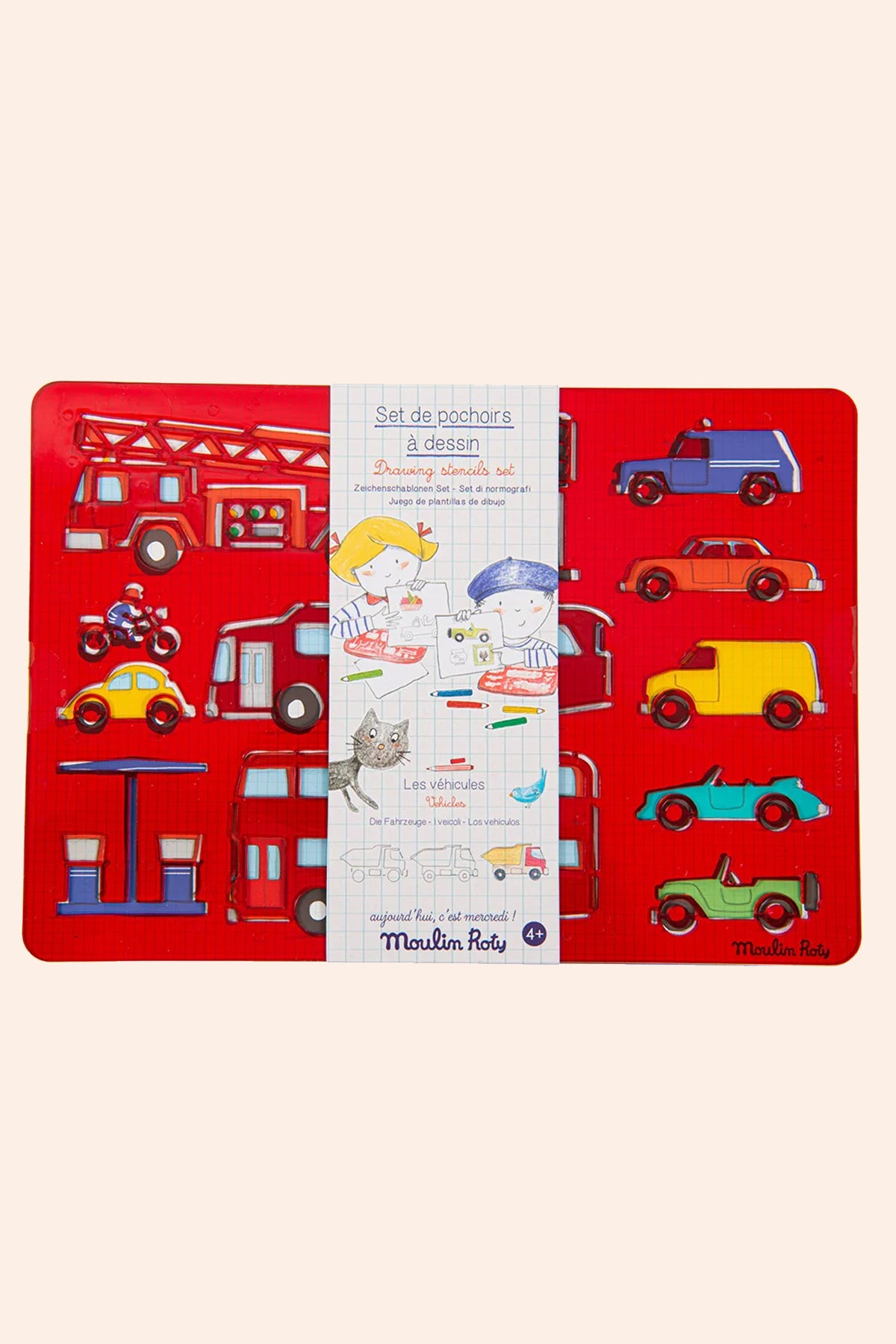 Moulin Roty - Drawing Stencil Sets - Vehicles  - Strawberries & Cream