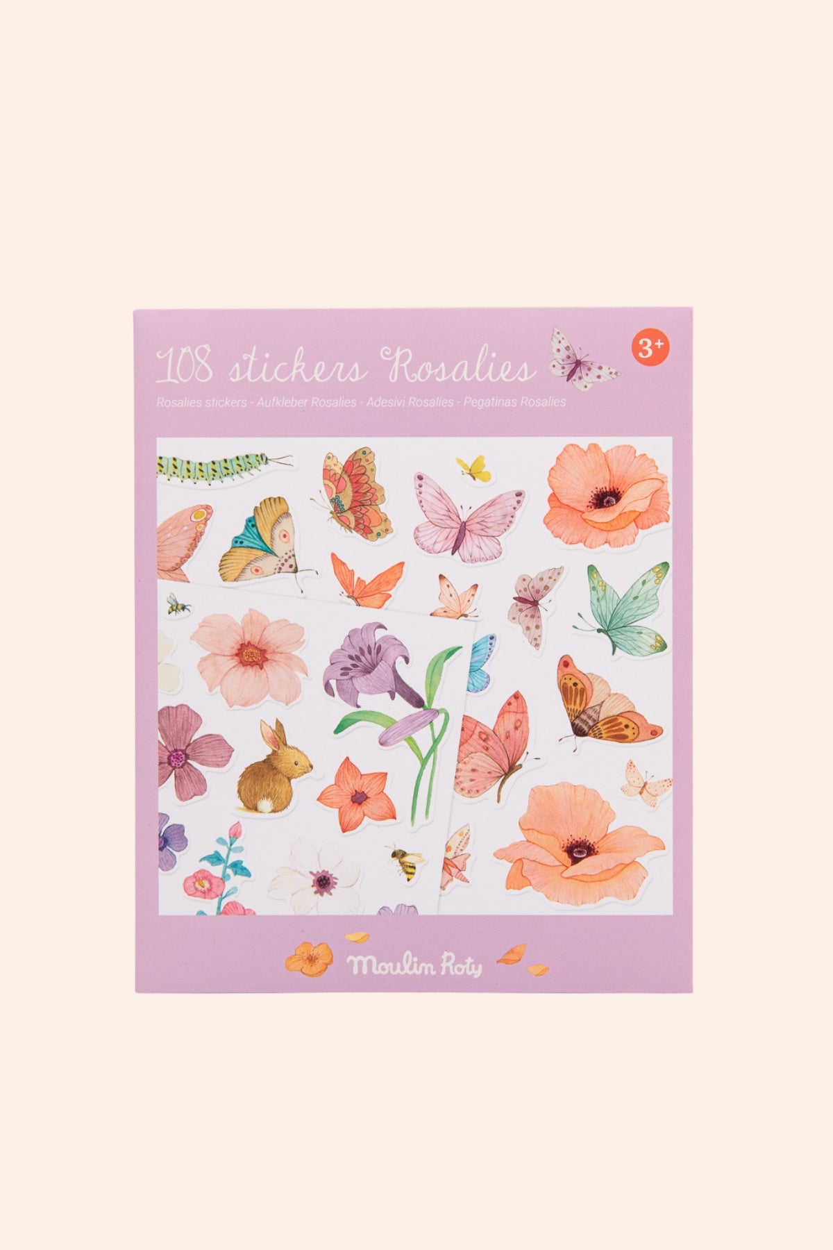 Moulin Roty - Pack of 108 stickers Les Rosalies- Strawberries & Cream - Ingrid Lewis - Designer