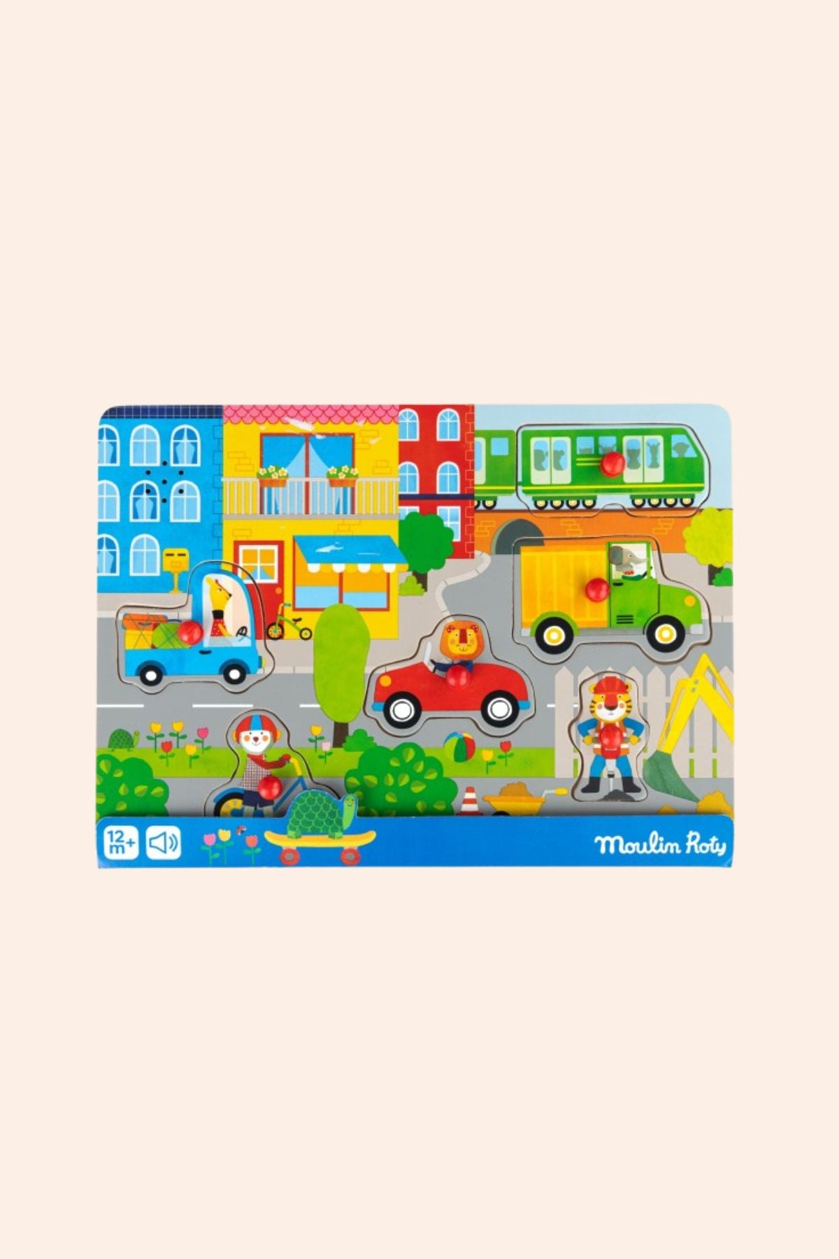 Moulin Roty - Wooden Sound Puzzle City -  Les Popipop - Strawberries & Cream