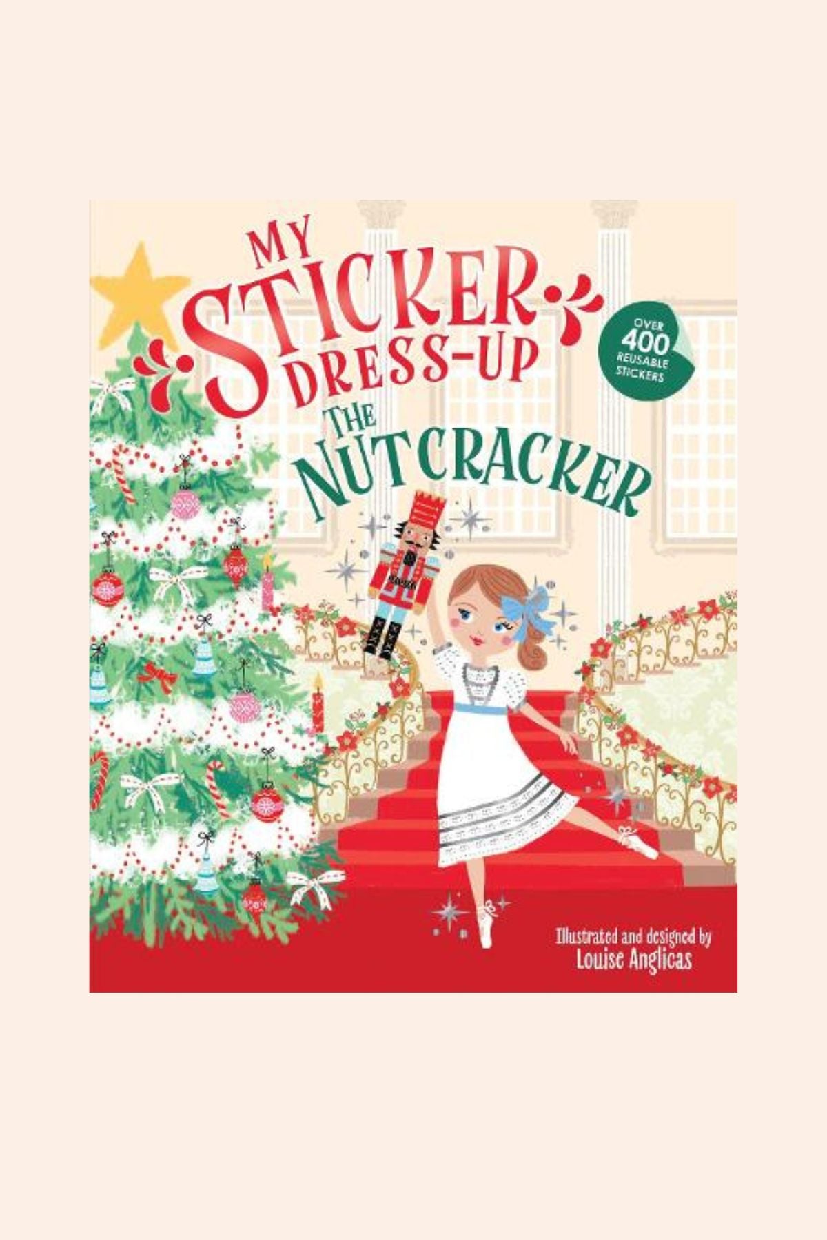 My Sticker Dress up - The Nutcracker - Strawberries & Cream - Ingrid Lewis - Designer
Book cover of 'My Sticker Dress-Up The Nutcracker' with a girl holding a nutcracker and Christmas tree.