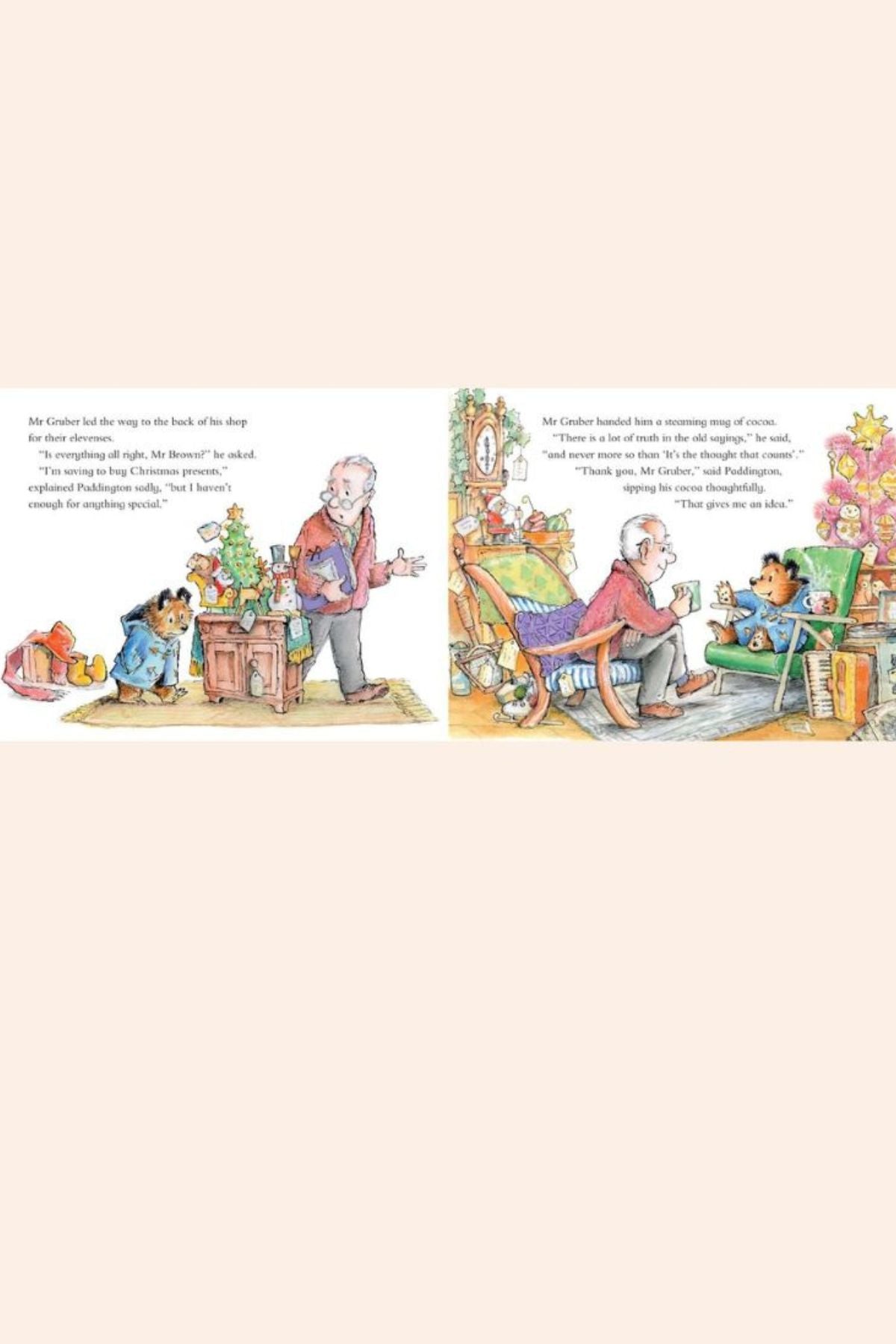 Illustrated book page with characters and text