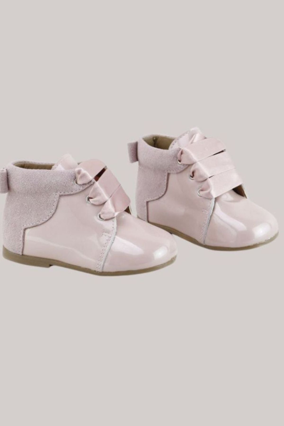 Patent Boots Old Rose -  Strawberries & Cream- baby - Handmade - Luxury - Ingrid Lewis - Designer