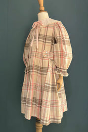 Piano Dress in Cream Check - Designed by Ingrid Lewis - Strawberries and Cream