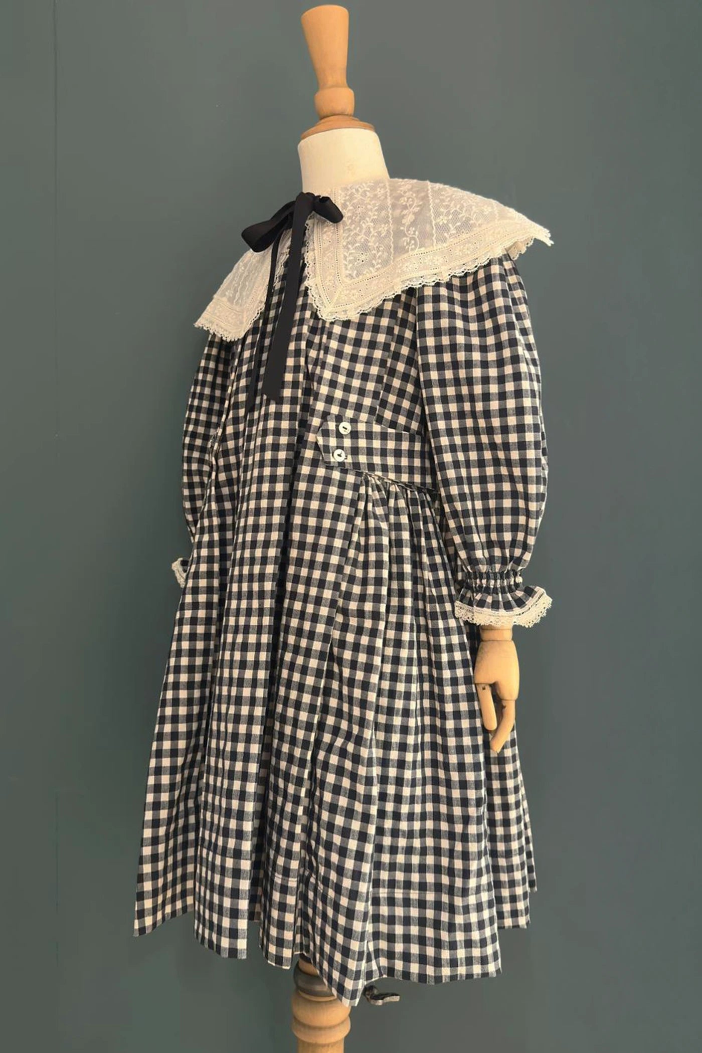 Piano Dress in Monochrome Gingham - Designed by Ingrid Lewis - Strawberries and Cream