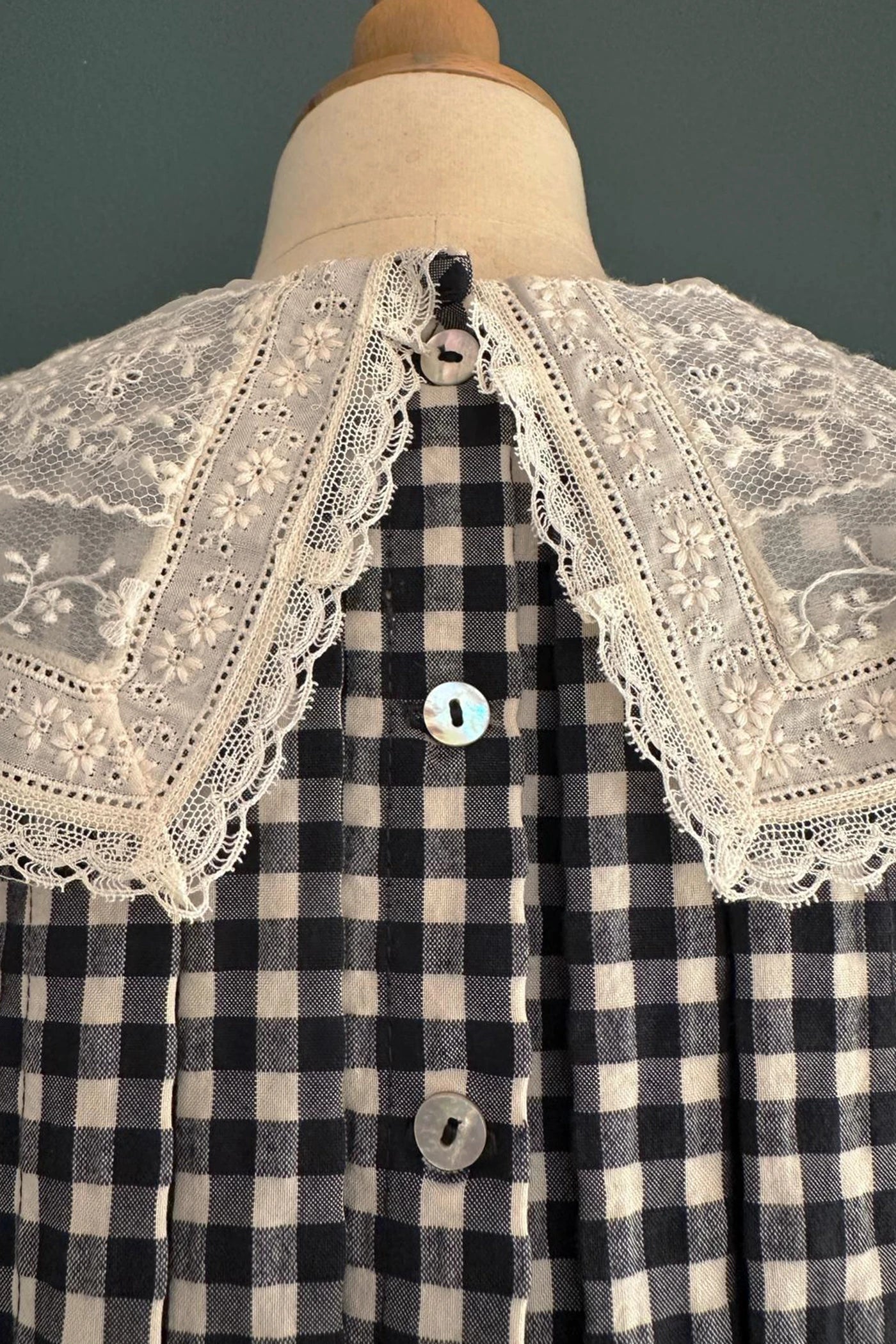 Piano Dress in Monochrome Gingham - Designed by Ingrid Lewis - Strawberries and Cream