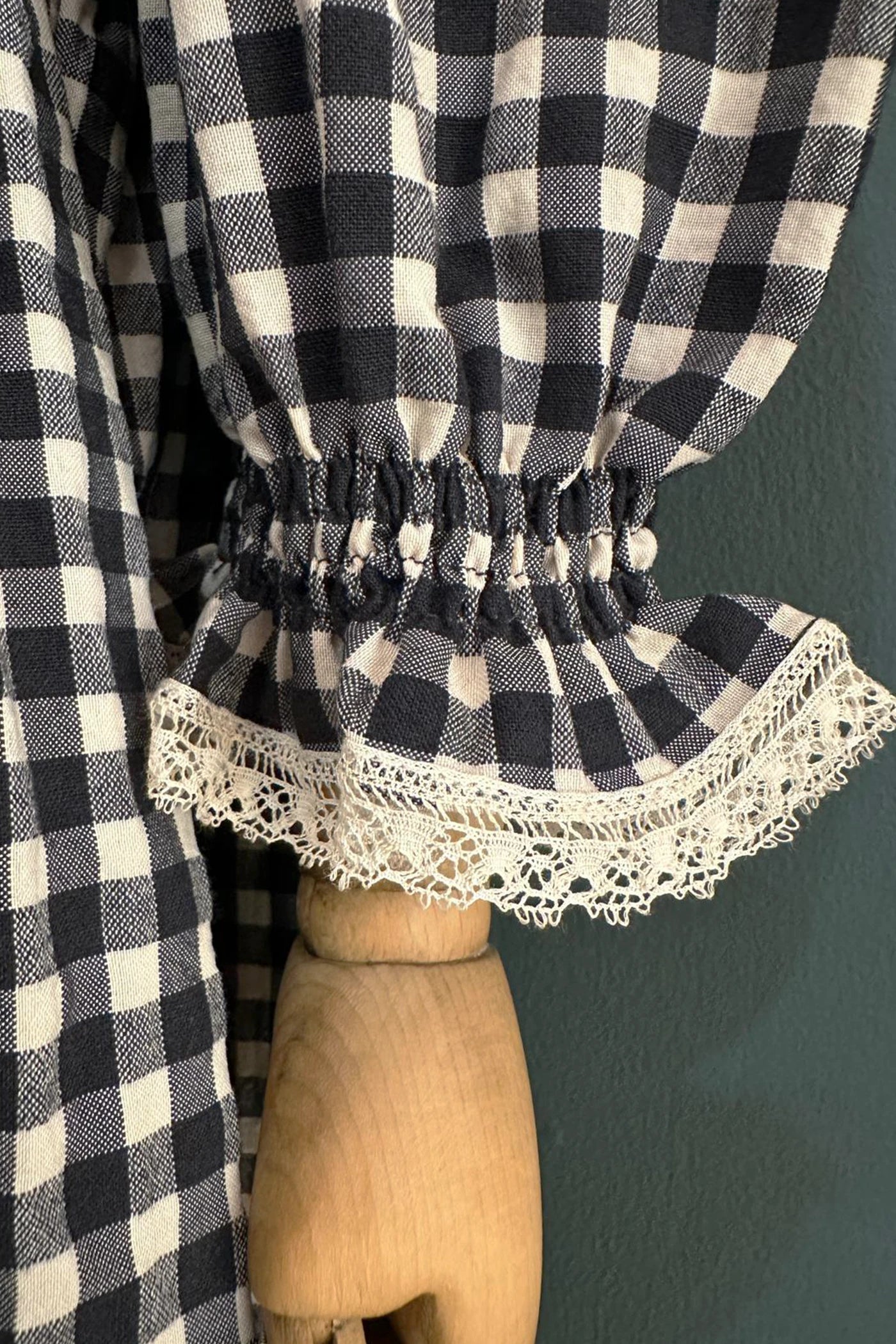 Piano Dress in Monochrome Gingham - Designed by Ingrid Lewis - Strawberries and Cream