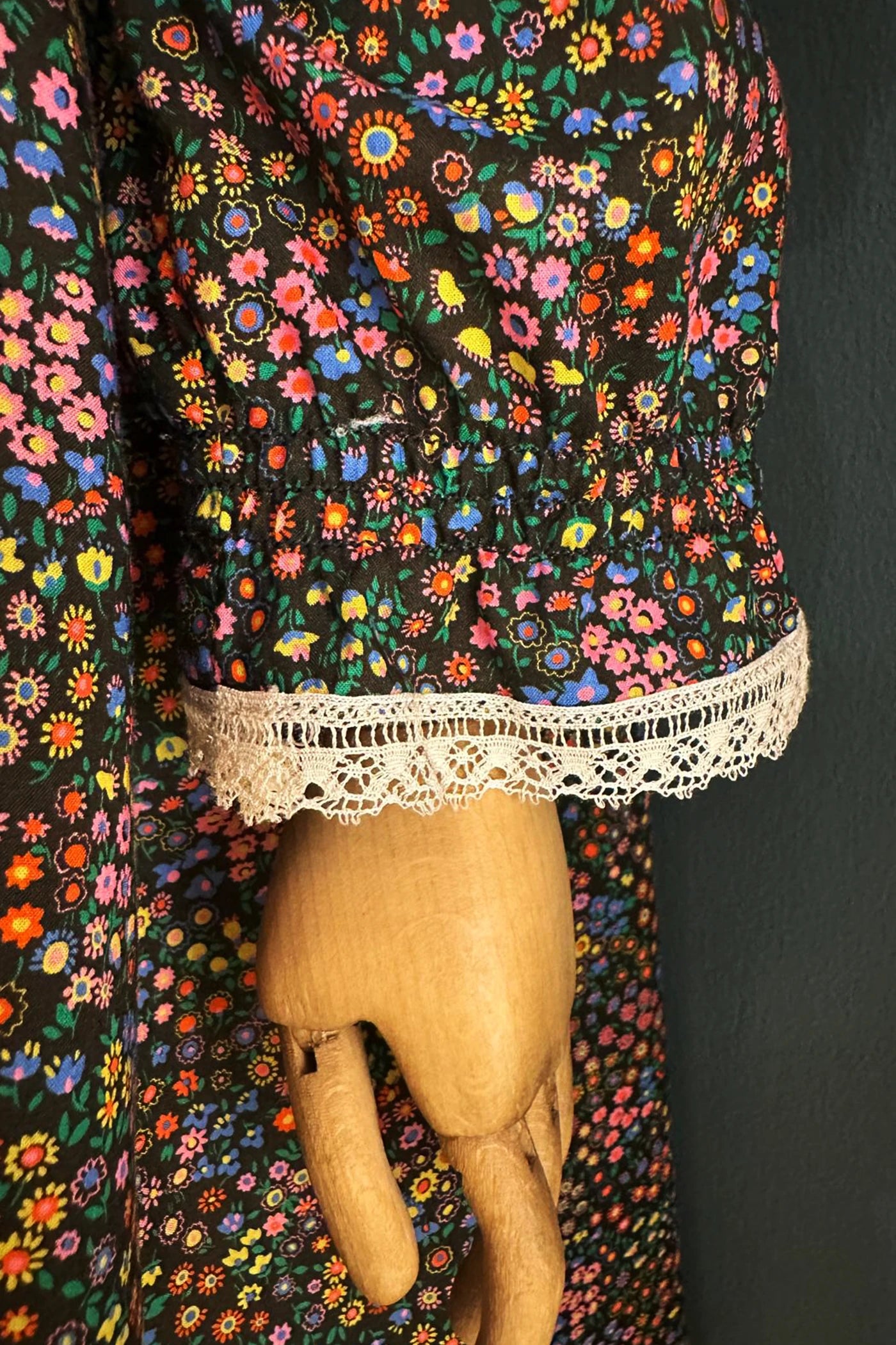 Pleated Dress Dark Floral Liberty - Designed by Ingrid Lewis - Strawberries & Cream