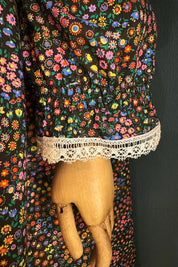 Pleated Dress Dark Floral Liberty - Designed by Ingrid Lewis - Strawberries & Cream