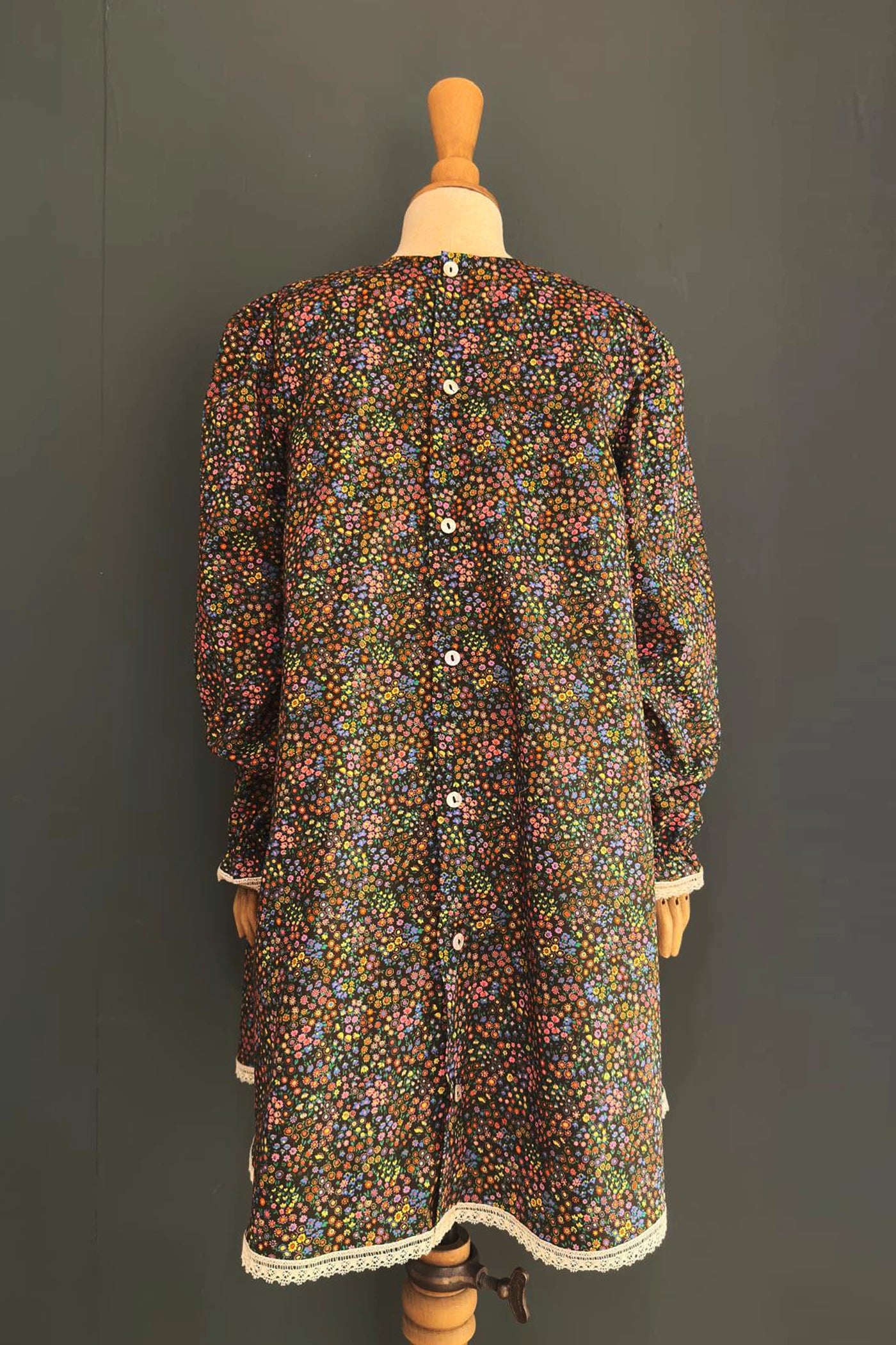 Pleated Dress Dark Floral Liberty - Designed by Ingrid Lewis - Strawberries & Cream