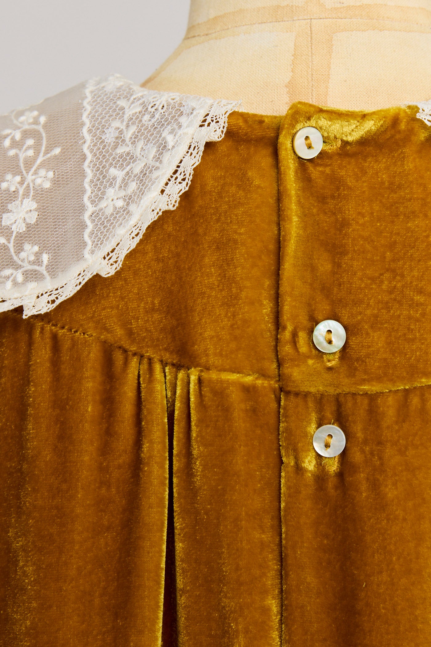 Popcorn Dress in Mustard Velvet - Designed by Ingrid Lewis - Strawberries & Cream