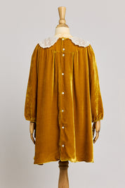 Popcorn Dress in Mustard Velvet - Designed by Ingrid Lewis - Strawberries & Cream