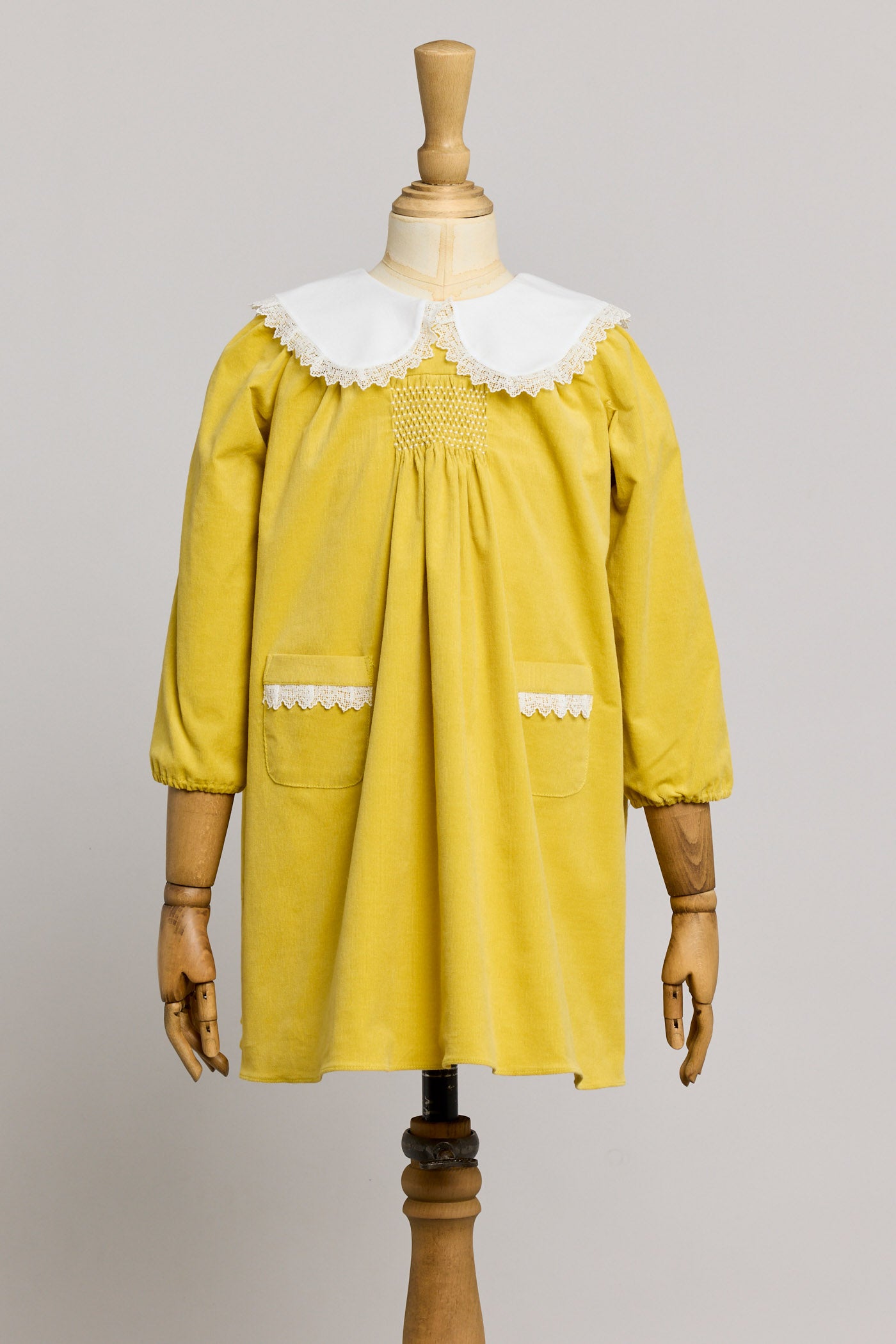 Popcorn Dress in Yellow Corduroy - Designed by Ingrid Lewis - Strawberries & Cream