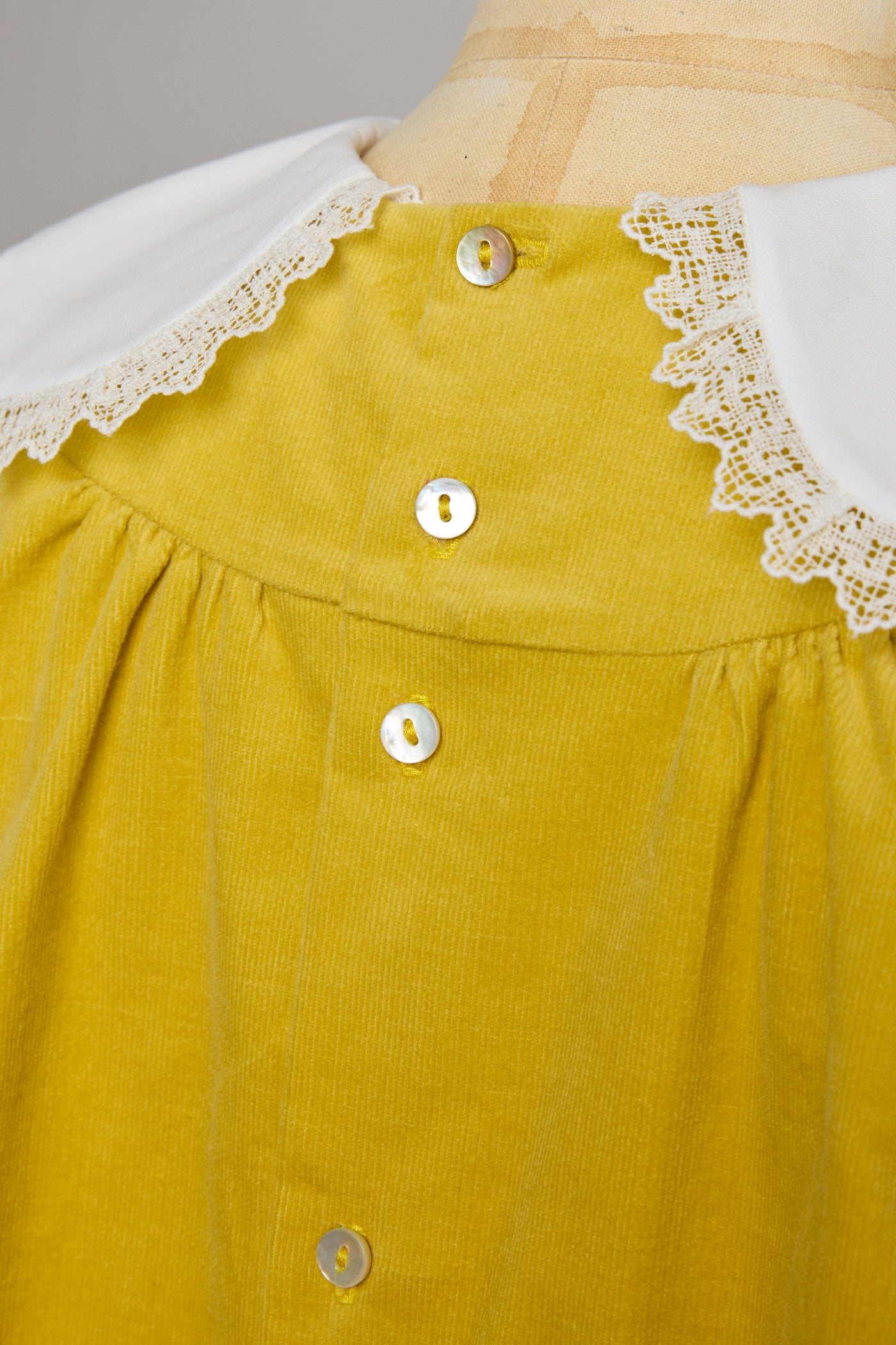 Popcorn Dress in Yellow Corduroy - Designed by Ingrid Lewis - Strawberries & Cream