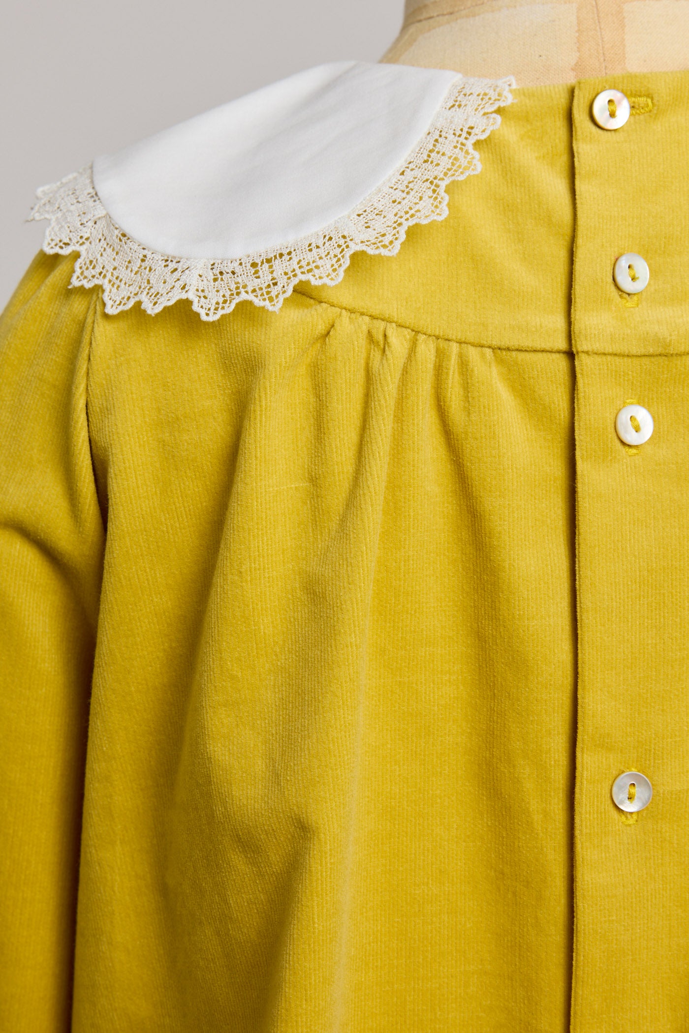 Popcorn Dress in Yellow Corduroy - Designed by Ingrid Lewis - Strawberries & Cream