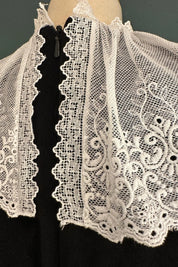 Queen Dress Black Babycord with Victorian Lace Collar - Designed by Ingrid Lewis - Strawberries and Cream