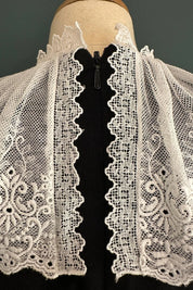 Queen Dress Black Babycord with Victorian Lace Collar - Designed by Ingrid Lewis - Strawberries and Cream