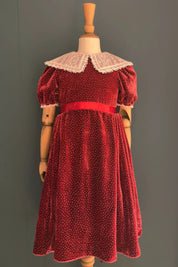 Queen Ginger Dress in Frosted Cranberry Velvet - Designed by Ingrid Lewis - Strawberries and Cream