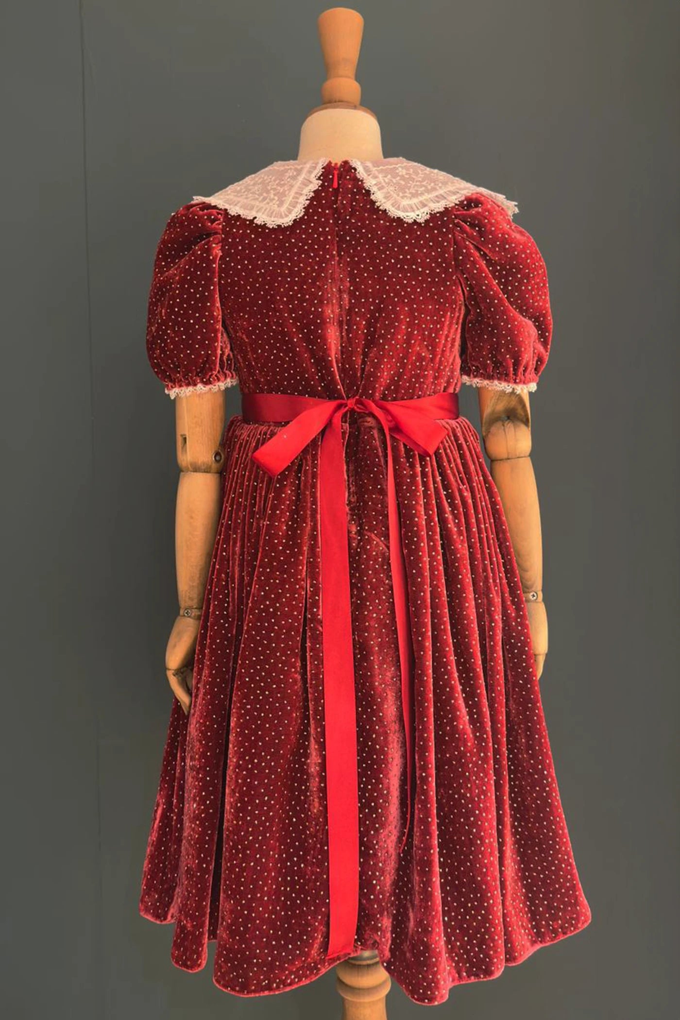 Queen Ginger Dress in Frosted Cranberry Velvet - Designed by Ingrid Lewis - Strawberries and Cream