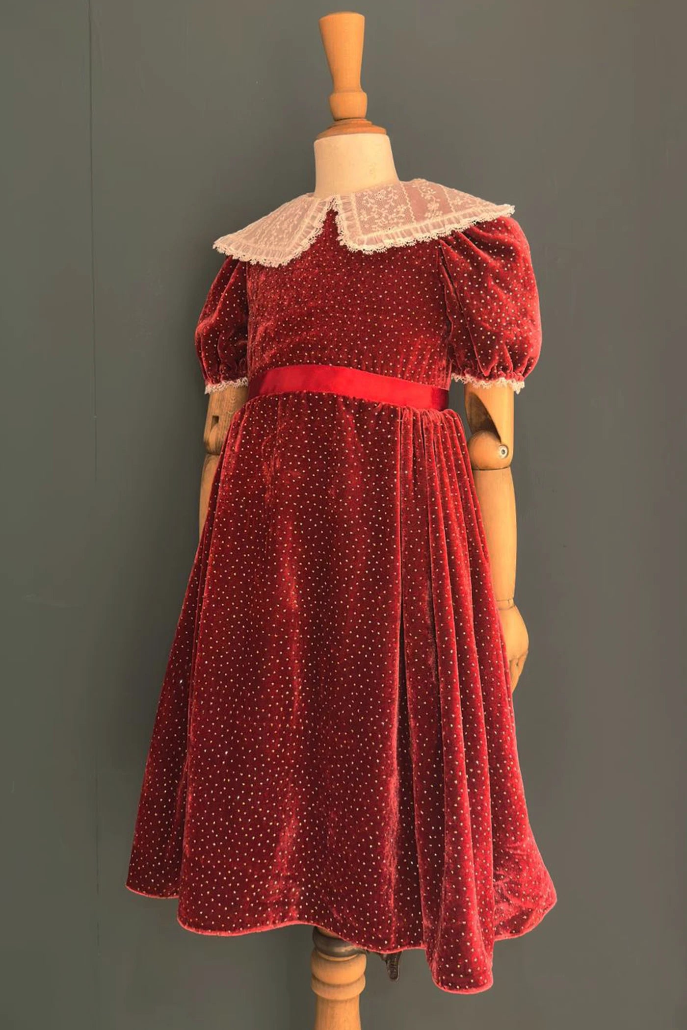Queen Ginger Dress in Frosted Cranberry Velvet - Designed by Ingrid Lewis - Strawberries and Cream
