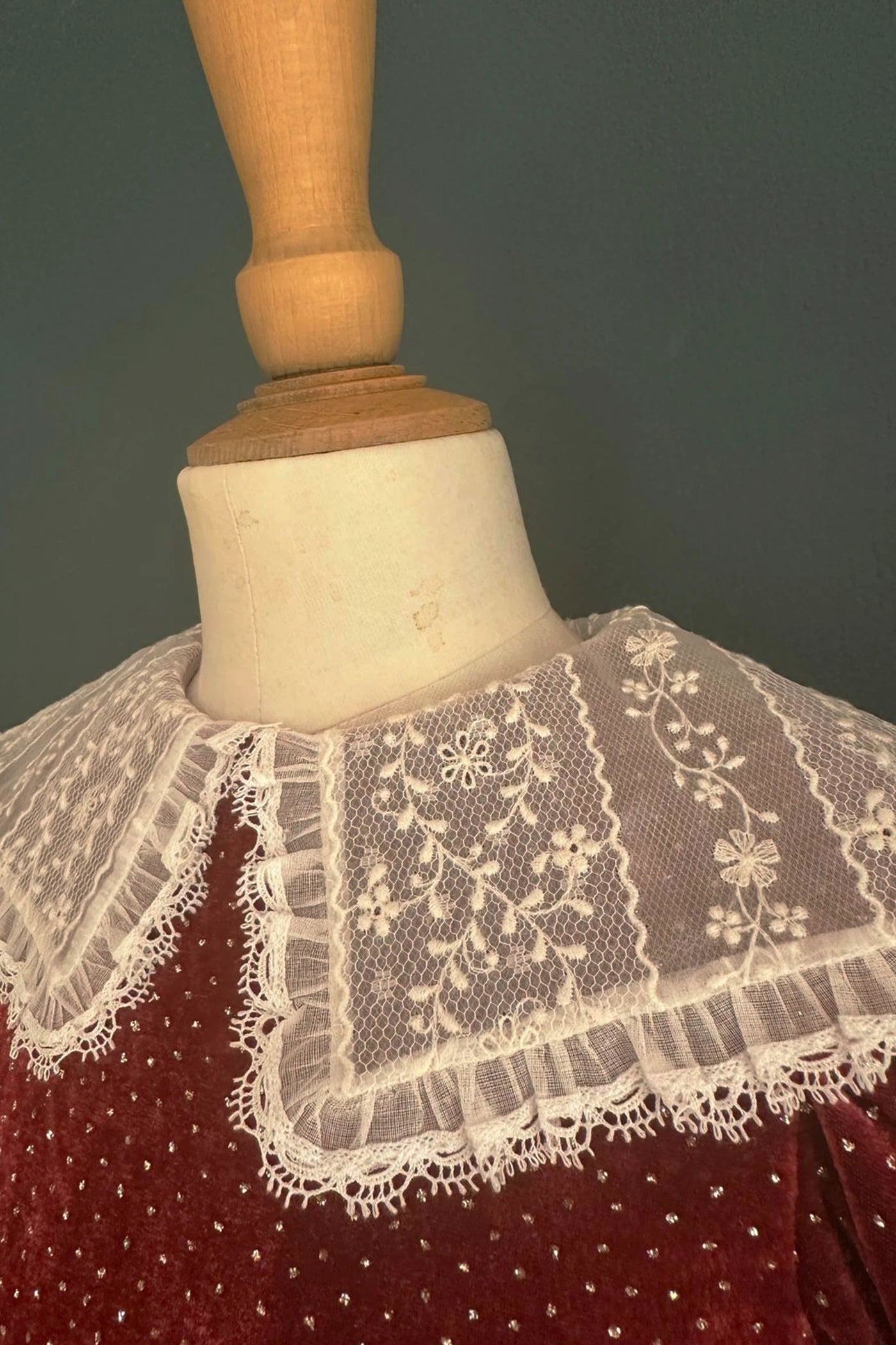 Queen Ginger Dress in Frosted Cranberry Velvet - Designed by Ingrid Lewis - Strawberries and Cream