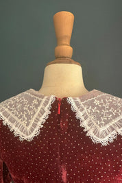 Queen Ginger Dress in Frosted Cranberry Velvet - Designed by Ingrid Lewis - Strawberries and Cream