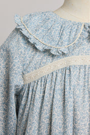 Raspberry Dress in Blue Flower - Designed by Ingrid Lewis - Strawberries & Cream