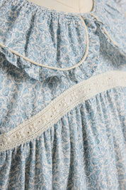 Raspberry Dress in Blue Flower - Designed by Ingrid Lewis - Strawberries & Cream