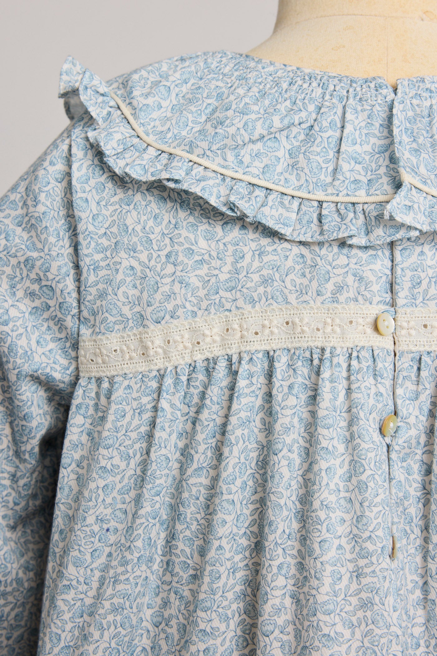 Raspberry Dress in Blue Flower - Designed by Ingrid Lewis - Strawberries & Cream