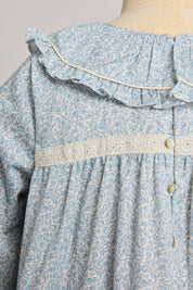 Raspberry Dress in Blue Flower - Designed by Ingrid Lewis - Strawberries & Cream