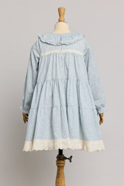 Raspberry Dress in Blue Flower - Designed by Ingrid Lewis - Strawberries & Cream