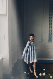 Raspberry Dress in Blue Flower - Designed by Ingrid Lewis - Strawberries & Cream