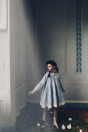 Raspberry Dress in Blue Flower - Designed by Ingrid Lewis - Strawberries & Cream