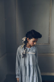 Raspberry Dress in Blue Flower - Designed by Ingrid Lewis - Strawberries & Cream