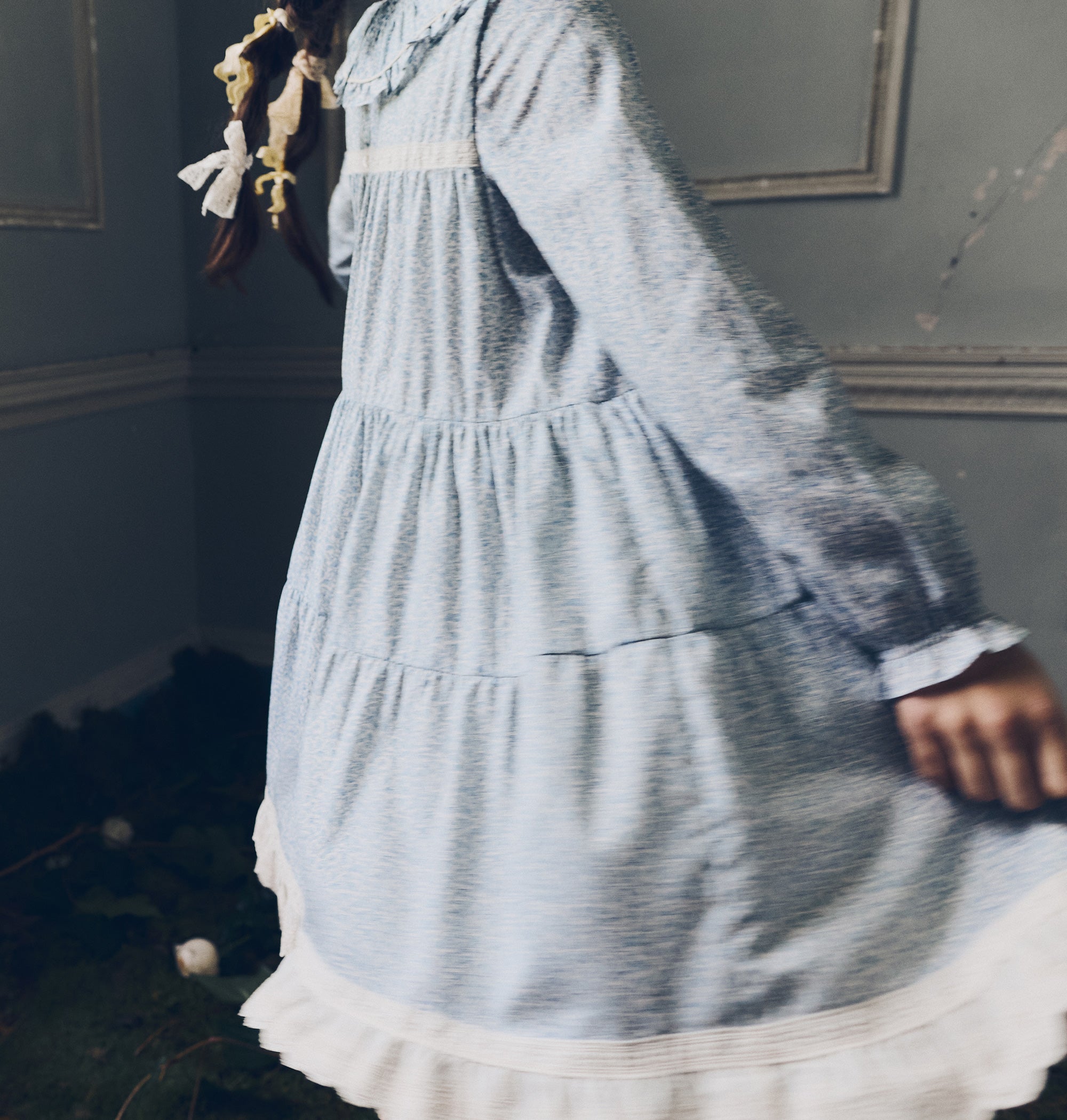 Raspberry Dress in Blue Flower - Designed by Ingrid Lewis - Strawberries & Cream