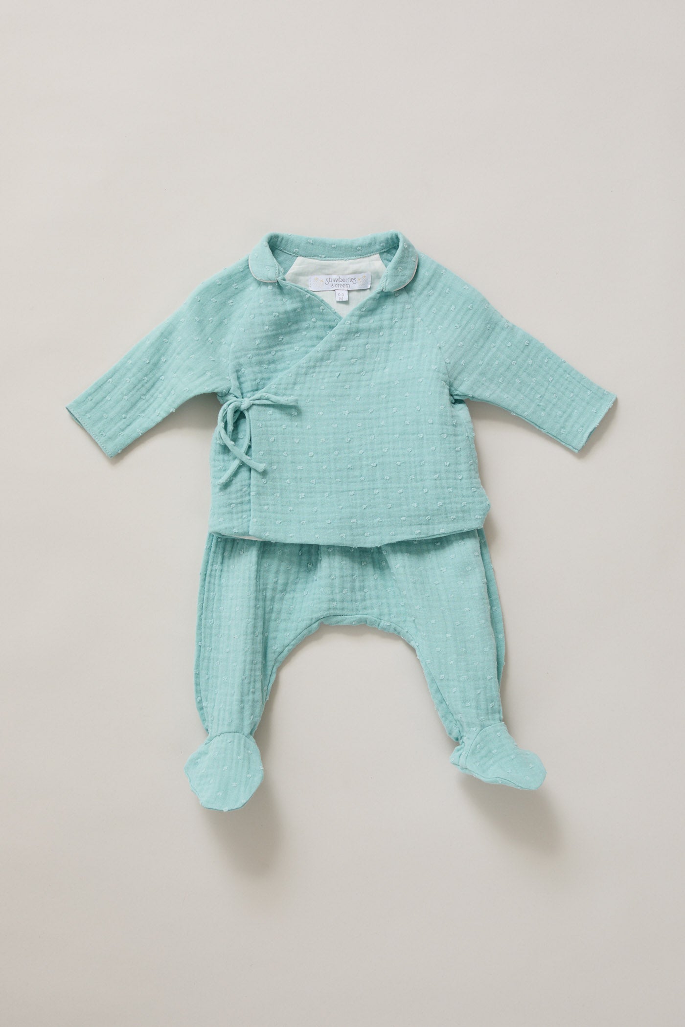 Baby Kimono Set in Aqua Bubble