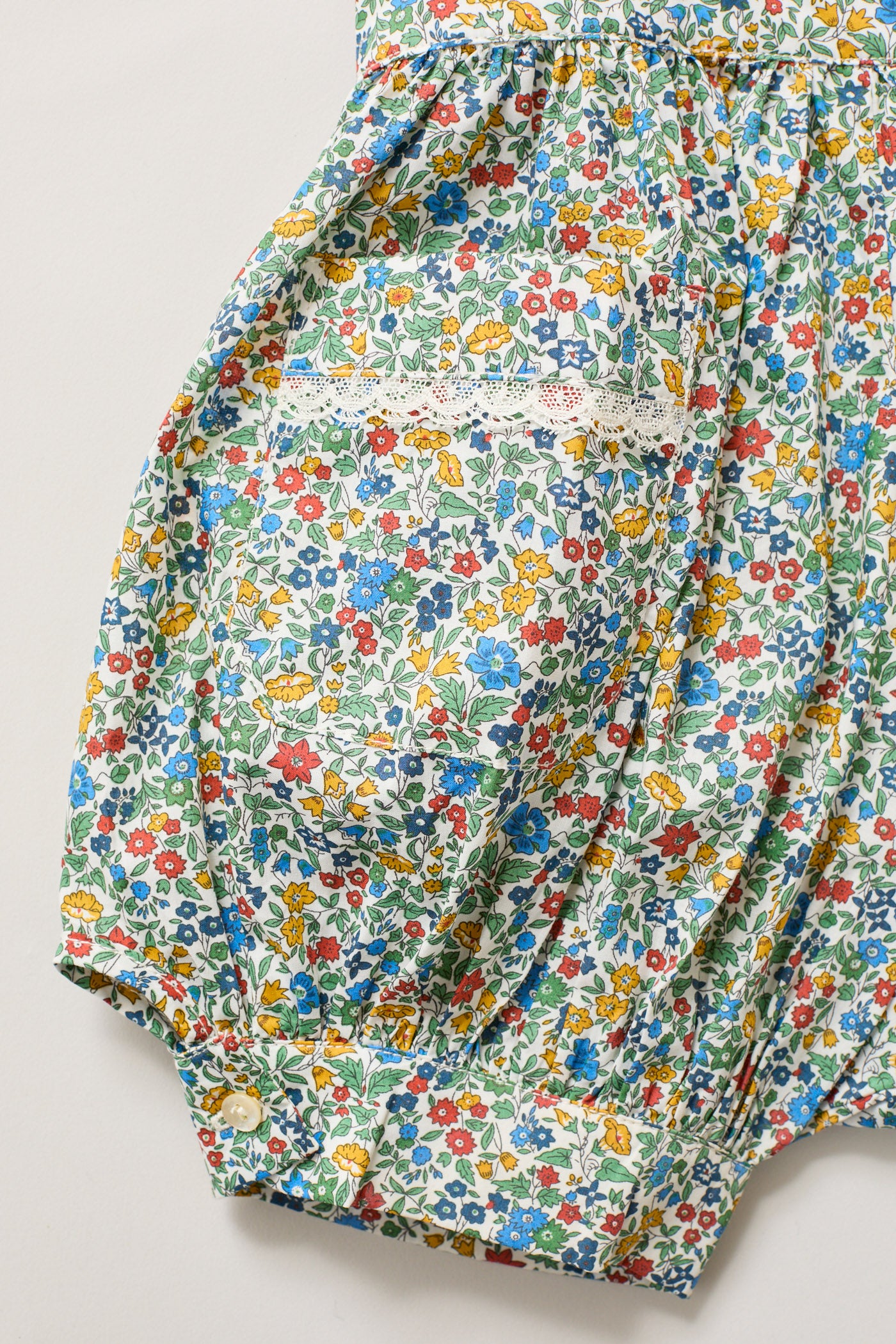 Baby Muffin Romper in Mustard Bluebell Liberty Print