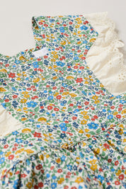 Baby Muffin Romper in Mustard Bluebell Liberty Print