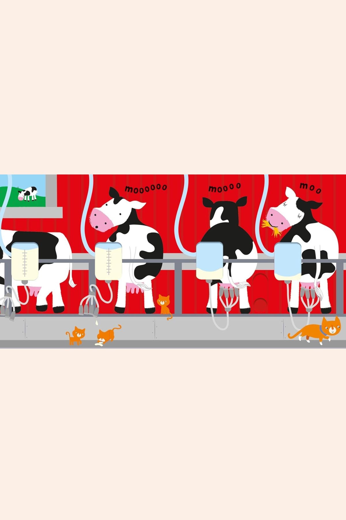 Slide and See Farm - Strawberries & Cream - Ingrid Lewis - Designer 
Cartoon cows milking